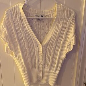 Forever 21 White Button-Up Cardigan
